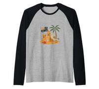 Australian Beach Vibes - Bandiera, palma e gabbiano arte retrò Maglia con Maniche Raglan
