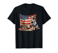 Australian Cattle Dog American Flag Memorial Day 4 luglio Maglietta