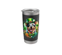 Australian Cattle Dog St Patricks Day Opera d'arte Bicchiere termico in acciaio inox doppia parete