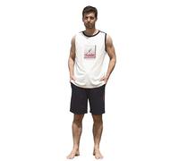 Australian Completo Estivo in Cotone per Uomo, Completino Maglia e Pantaloncino (IT, Testo, L, Regular, Regular, A1010JF Panna/Blu)