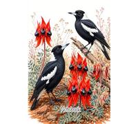 Australian Magpies & Sturt's Desert Pea Notebook: Beautiful Native Wildflower and Bird Notebook with Lined Pages | Gift for Nature Lovers, Gardeners and Wildlife Enthusiasts