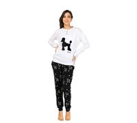 Australian Pigiama Lungo Donna in Caldo Cotone in Varie Taglie E Modelli, Pigiama Femminile (M (44), AI178-Panna/Nero)