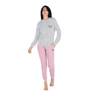 Australian Pigiama Lungo Donna in Caldo Cotone in Varie Taglie E Modelli, Pigiama Femminile (XL (48), AI201-Grigio/Rosa)