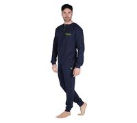 Australian Pigiama Lungo Uomo in Caldo Cotone in Vari Modelli E Taglie dalla M alla 2XL, Pigiama Maschile (IT, Testo, L, Regular, Regular, AI749-Blu)