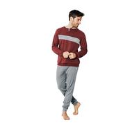 Australian Pigiama Lungo Uomo in Caldo Cotone in Vari Modelli E Taglie dalla M alla 2XL, Pigiama Maschile (IT, Testo, XL, Regular, Regular, AI758-Bordeaux/Grigio Chiaro)