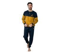 Australian Pigiama Lungo Uomo in Caldo Cotone in Vari Modelli E Taglie dalla M alla 2XL, Pigiama Maschile (IT, Testo, XL, Regular, Regular, AI762-Senape/Blu)