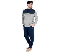 Australian Pigiama Lungo Uomo in Caldo Cotone in Vari Modelli E Taglie dalla M alla 2XL, Pigiama Maschile (IT, Testo, L, Regular, Regular, AI750-Grigio/Blu)