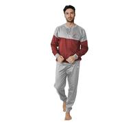 Australian Pigiama Lungo Uomo in Caldo Cotone in Vari Modelli E Taglie dalla M alla 2XL, Pigiama Maschile (IT, Testo, XL, Regular, Regular, AI762-Bordeaux/Grigio Chiaro)