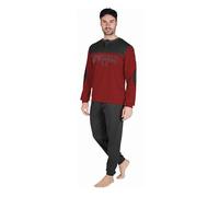 Australian Pigiama Lungo Uomo in Caldo Cotone in Vari Modelli E Taglie dalla M alla 2XL, Pigiama Maschile (M (46), AI742-Bordeaux/Antracite)