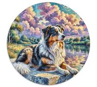 Australian Shepherd 1000 Pezzi Jigsaw Animal Dog Puzzle Rotondo Per Lei O Lui Giocattolo Antistress Arte Ecofriendly 1000pcs (67.5x67.5cm)