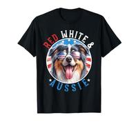 Australian Shepherd Dog 4 luglio rosso bianco e australiano Maglietta
