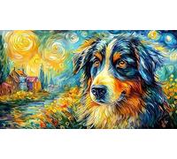 Australian-Shepherd-Dog-Art-Illustration Puzzle 1000 pezzi Estremamente difficile Giochi educativi per adulti e bambini Idea regalo perfetta per relax 70x50/1000 pezzi