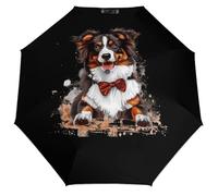 Australian Shepherd Dog con Papillon 3 Fold Ombrello Da Viaggio Per UV Pioggia Antivento Ombrelli Pieghevole Portatile Divertente Automatico