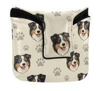 Australian Shepherd Dog Paw Seamless Pattern Golf Putter Cover Mallet Magnetic Snap Putter Headcovers per la maggior parte delle marche PU Leather