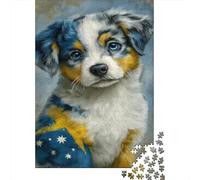 Australian Shepherd Dog Puzzle 1000 Pezzi Adulti Puppy Puzzle Legno Premium Idea Regalo Per Lei O Lui Regalo Personalizzato Antistress Divertimento Per Adulti 1000pcs (75x50cm)