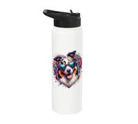 Australian Shepherd Dog St Valentines Day Opera d'arte Stainless Steel Insulated Water Bottle