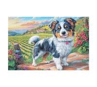 Australian Shepherd Flower Field Cute Pet Wildlife Wild Nature Puzzle 1000 Pezzi Sfida Impossibile Adulti Rompicapo Difficile Per Amanti Del Puzzle Intelligenza E Pazienza Regalo Per Lui 1000 PCS