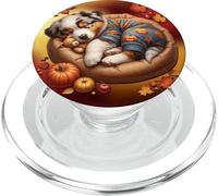 Australian Shepherd Puppy For Fall Autumn Vibes Aussie Dog PopSockets PopGrip per MagSafe