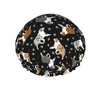 Australian Shepherds And Paw Cuffia da impermeabile, Cuffia elastica per capelli da bagno Cuffia da bagno per capelli con protezione ambientale, Doppio strato impermeabile Cappello da
