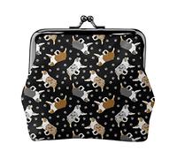 Australian Shepherds And Paw Portamonete in pelle da donna, piccolo astuccio con chiusura a chiusura Kiss-Lock Portafoglio con fibbia per regalo ragazza