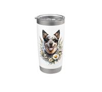 Australian Stumpy Tail Cattle Dog Summer Daisy flowers Bicchiere termico in acciaio inox doppia parete