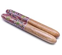 Australian Treasures Clapsticks Legno Rosso 25x3 cm Clave Tradizionali per Didgeridoo e Percussione, Dipinto a Mano con Motivi Aborigeni