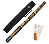 Australian Treasures - DIDGERIDOO CARVED: didgeridoo bambu con cera d'api a 3 strisce e sacchetto didgeridoo in nylon