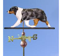 Australiano Shepherd Mano Intagliato Dipinto Basswood Cane Banderuola Blu Merle