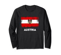 Austria Flag Österreich Autriche White Red and Eagle Maglia a Manica