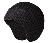 AUSUAYA Berretto invernale caldo con paraorecchie, per donne e uomini, in lana lavorata a maglia, per il freddo, GM-E-H-H1, Nero , M