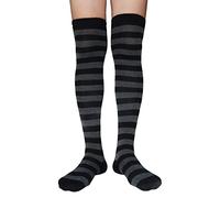 AUSUAYA - Calze da donna a metà coscia, motivo a righe, extra lunghe, sopra il ginocchio, in cotone per cosplay e scaldamuscoli gotici GB-LW-3, Taglia unica