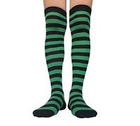 AUSUAYA - Calze da donna a metà coscia, motivo a righe, extra lunghe, sopra il ginocchio, in cotone per cosplay e scaldamuscoli gotici GB-LW-3, Taglia unica