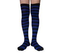 AUSUAYA - Calze da donna a metà coscia, motivo a righe, extra lunghe, sopra il ginocchio, in cotone per cosplay e scaldamuscoli gotici GB-LW-3, Taglia unica