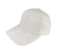 AUSUAYA Cappello da baseball con paillettes per uomini e donne, berretti a sfera con foro per coda di cavallo per discoteca, hip hop e rave, GB-HM-2, bianco, M