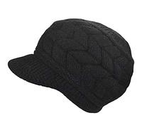 AUSUAYA Cappello invernale da donna, lavorato a maglia, caldo, foderato in pile e visiera, da donna, in lana lavorata a maglia, UK-WS-H1, Nero , M