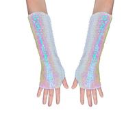 AUSUAYA Guanti con paillettes Bling Performance Sparkly & Glitte For Birthday & Stag & Rave Party DE-S-YG, bianco, Taglia unica