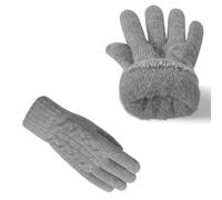 AUSUAYA Guanto caldo per l'inverno, guanto di lana spessa touchscreen con fodera in pile per donne e uomini W-G-G1 (Grigio, taglia unica)