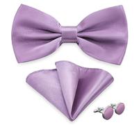 AUSUAYA Papillon da uomo con fazzoletto da taschino e gemelli, papillon con fazzoletto da taschino per attività commerciali M-B-1T, Lavanda Viola, Taglia unica