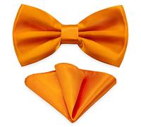 AUSUAYA Papillon da uomo con set fazzoletto da taschino, papillon per uomini con fazzoletto da taschino per smoking e abito DE-M-B-T6, Colore: arancione., Taglia unica