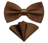 AUSUAYA Set di fazzoletti da taschino da uomo, unisex, design papillon e fazzoletto per matrimonio o business, formale Tuxedo M-B-T6, marrone, Taglia unica