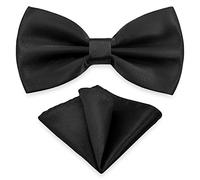 AUSUAYA Set di fazzoletti da taschino da uomo, unisex, design papillon e fazzoletto per matrimonio o business, formale Tuxedo M-B-T6, Nero , Taglia unica