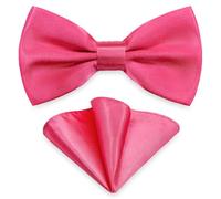 AUSUAYA Set di fazzoletti da taschino da uomo, unisex, design papillon e fazzoletto per matrimonio o business, formale Tuxedo M-B-T6, Rosa, Taglia unica