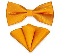 AUSUAYA Set papillon e fazzoletto quadrato da taschino, unisex, design con papillon e fazzoletto quadrato da taschino, per smoking formale o matrimonio MB-T8, Arancione, Taglia unica