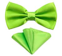 AUSUAYA Set papillon quadrato da uomo, unisex, design con papillon e fazzoletto per matrimonio o smoking, formale, M-B-T6, Verde mela, Taglia unica