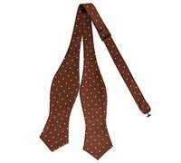 AUSUAYA Uomini Autolegati, Giovane Seta Aperto Papillon Formale Tuxedo o Festa di Matrimonio M-S-B8, Marrone con pois bianchi, Taglia unica