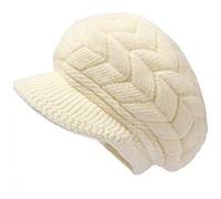 AUSUAYA WS-H1 - Cappello di lana con interno in pile caldo per donna, berretto lavorato a maglia con visiera, per neve, sci, clima freddo, inverno, beige, Medium