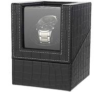 Ausugar Caricatore singolo per orologi automatici, super silenzioso, in scocca in legno e pelle nera/fibra di carbonio, motore giapponese, Stampa coccodrillo nero, giapponese