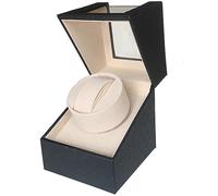 Ausugar Caricatore singolo per orologi automatici, super silenzioso, in scocca in legno e pelle nera/fibra di carbonio, motore giapponese, Stampa struzzo nero, giapponese