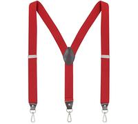 Ausukler Bretelle da uomo extra forti 3,5 cm di larghezza con ganci girevoli e cinghie elastiche Y-back per jeans, Colore: rosso, Taglia unica