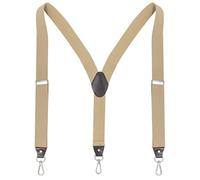 Ausukler Bretelle da uomo extra forti 3,5 cm di larghezza con ganci girevoli e cinghie elastiche Y-back per jeans, beige., Taglia unica